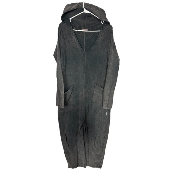 Free People‎ Hot Shot Coverall Womens XS Black Gray Heather Long Sleeve - Picture 1 of 10